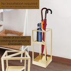 DouSeiAi 20 Inch Geometric Umbrella Stand, Metal Freestanding Umbrella Rack with Shelf, Entryway Organizer with Bottom Drip Tray for Drip Dry, Holds Umbrellas, Canes, Walking Sticks (Gold)