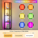 VILICK Corners Shelf with Light 5 Tier Tall Standing Shelf Dimmable Corner Floor Lamp with Shelves LED Corner Bookshelf Display Cabinet Shelf for Living Room, Bedroom, Home Decor