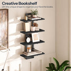 HOOBRO Floating Shelves, 15 Inch Wall Shelf Set of 2, Wall Mounted Storage Shelves 2-Tier, Hanging Bathroom Shelves, for Living Room, Bedroom, Bathroom, Kitchen, Black BK32BJ01
