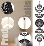 CREATCABIN 7Pcs Moth Tarot Moon Cycle Wall Hanging Half Round Wood Pendant Moon Hang Moon Phase Home Ornaments Wooden Moon Wall Decor Supplies for Bedroom Farmhouse Gallery Apartment Bar 37.1x6.3in