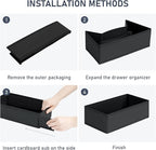DIMJ Drawer Organizer Clothes - Underwear Organizer Small Closet and Storage Box Dresser Organizer,Drawer Dividers for Baby Clothes,Bra,Socks, Belt, Tie, Set of 6,Black