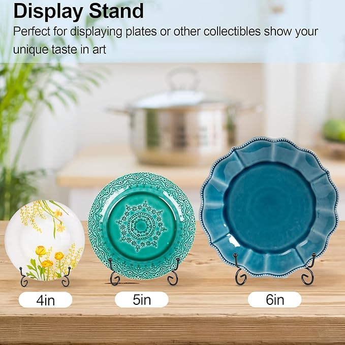Vivinin 6 Pack Plate Stands for Display, Holder for 4 Inch Pictures, Metal Frame Stand and Artwork Display