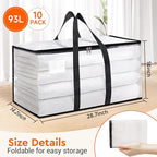 BlissTotes Moving Bags, 93L 10-Pack Storage Bags, Moving Box Heavy Duty Extra Large, Moving Totes with Zipper, Reinforced Handles Boxes for Packaging Moving, Decorative Wreath Storage