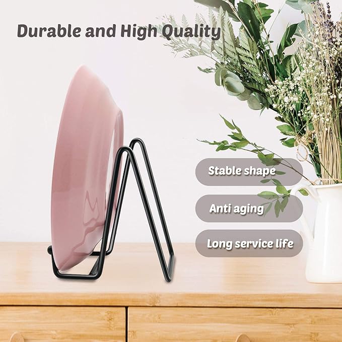 Mocoosy 2 Pack 4 Inch Plate Stands for Display - Black Iron Easel Plate Holder Display Stands Metal Frame Holder Stands for Pictures, Photo, Decorative Plate Dish and Tabletop Art