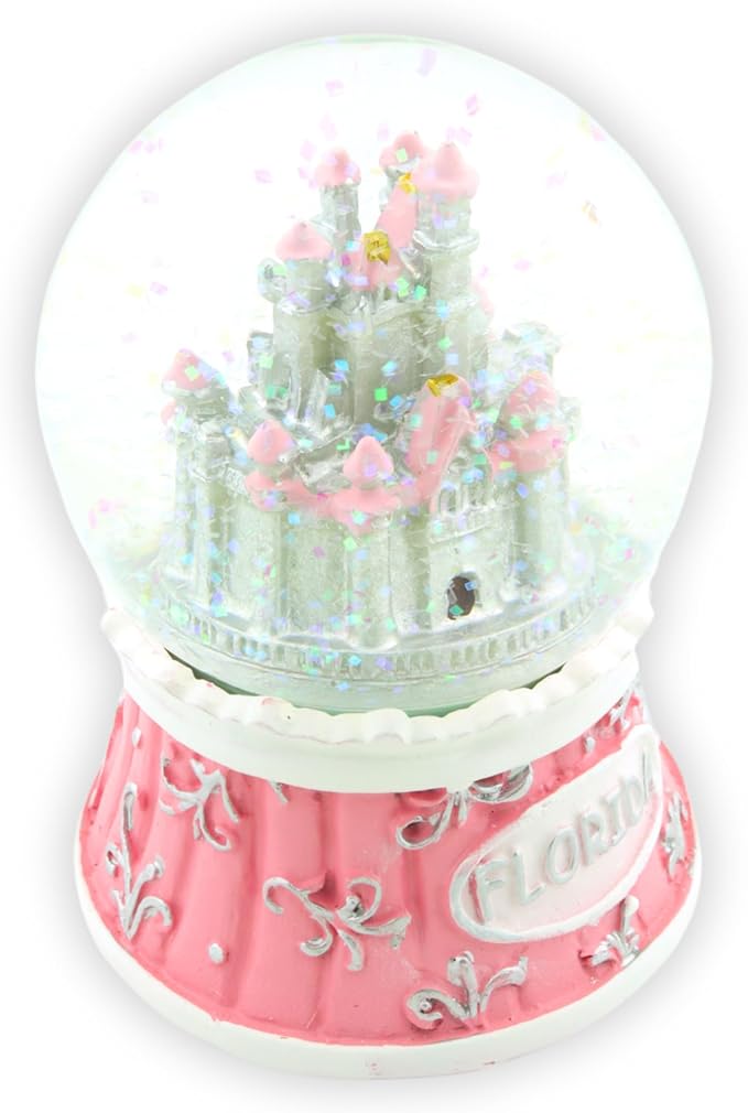 Castle Snowglobe, Globe Decoration with Glitter, Home Decor and Florida Souvenir, 2.5 by 2.5 Inches