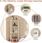 YUFAM 4-Tier Corner Shelf with Sturdy 5-Leg Base, Wooden Corner Bookshelf for Small Spaces, Corner Standing Shelf for Living Room, Bedroom, Office, Grey White
