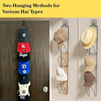 10Pack Over The Door Hat Organizer for baseball caps | Multi-Functional Baseball Hat Rack for Closet | Wall Mounted Hat s torage organizer | 5 types of accessories cap holder stand w hooks ,Black