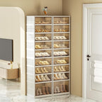 Collapsible Shoe Rack Organizer 9 Tiers-36 Pairs Foldable Shoe Cabinet with Doors, Large Plastic Folding Shoe Cabinet, Easy Assembly Shoe Shelves Organizer for Entryway, Living Room