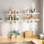 HOOBRO Floating Shelves, 15 Inch Wall Shelf Set of 2, Wall Mounted Storage Shelves 2-Tier, Hanging Bathroom Shelves, for Living Room, Bedroom, Bathroom, Kitchen, White WW32BJ01