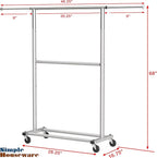 Simple Houseware Double Rod Garment Rack, Grey