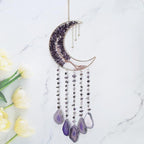 Crystal Dream Catcher with Moon Suncatcher, Boho Bedroom Decor for Women Girls, Handmade Hanging Wall Decor Gift Decor for Bedroom Living Room Garden