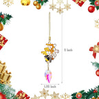 5Pcs Hanging Ornaments, Mini Crystal Prism Gold Metal Bee Xmas Tree Decorations, Crystal Suncatchers Hanging Ornament for Wedding Party Home Decor