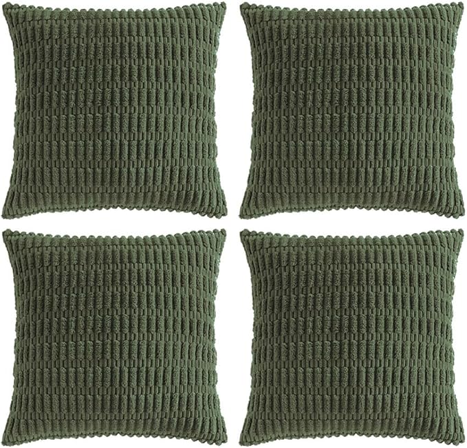 Fancy Homi 4 Packs Decorative Throw Pillow Covers for Living Room Couch Bed, Modern Farmhouse Boho Home Décor Accent Cushion Case, 24" x 24", Olive Green