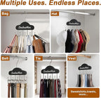 Belt Organizer,2 PCS Belt Hanger for Closet,Tie Organizer for Men,Rotatable Sturdy Shirt Hangers with 8 Hooks,Tie Rack for Belt, Bra, Tank Top, Tie, Hat, Purse,Black