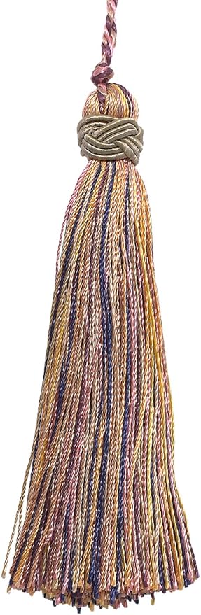 DÉCOPRO 4" (10cm) Decorative Hand-Crafted Tassel | Craft Tassel (ITS) Sage Rose Pink Multicolor #1010 (Light Pink Sage Green Light Beige) Set of 4