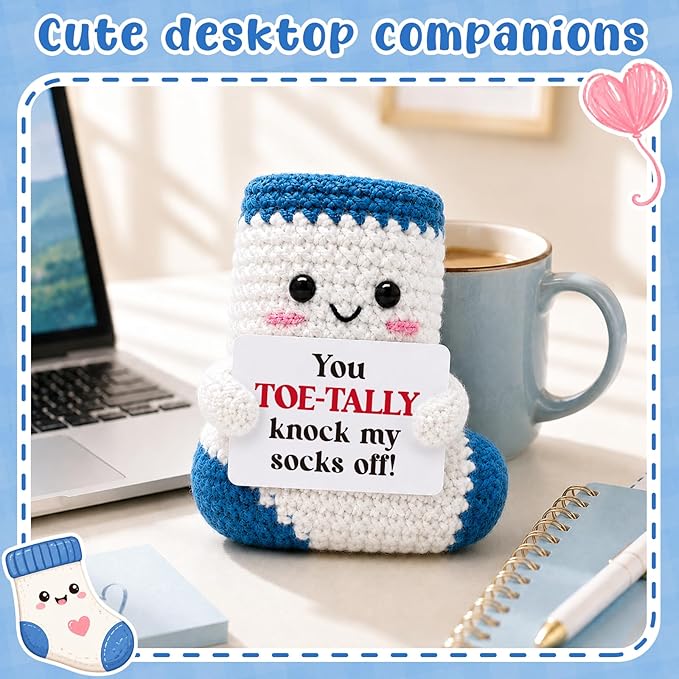 Belatelove Funny Gifts for Men Women, Handmade Crochet Sock Doll, Cute Birthday Gift for Dad, Mom, Sock Lovers, Best Friend, Coworker, Anniversary