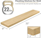 Sorbus Floating Shelves for Wall - 35 Inch Long Bathroom Shelves, Wall Decor for Bedroom, Kitchen, Living Room & Book Storage - Mounted Floating Shelf with Invisible Brackets (Maple Wood, 3 Pack)