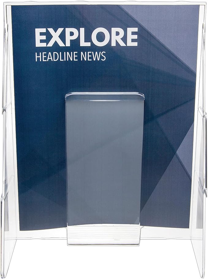 Deflecto Stand-Tall Wall Magazine Holder, Wall Mount Display, Break-Resistant Pocket, Clear, 9-1/8"W x 11-3/4"H x 2-3/4"D (55501)