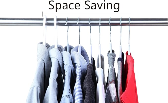 Finnhomy 50 Pack Plastic Hangers, Heavy Duty Clothes Hangers with Non-Slip Pads, Space Saving Easy Slide Organizer for Bedroom Closet, Great for Shirts, Pants, White