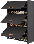 6-Tier Shoe Storage Cabinet with Hard Flip Doors, Fabric Cover, Holds 18–24 Pairs, Enclosed Dustproof Shoe Rack Organizer for Entryway, Closet & Bedroom, Shoe Shelf, Black, 27.8" x 12.0" x 41.9"