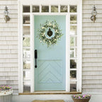 20 Inch Summer Wreaths for Front Door, Artificial Daisy Wildflower Lavender Front Door Wreath Spring,Green Eucalyptus Wreath for Window Wall Farmhouse Home Decor Porch Outdoor