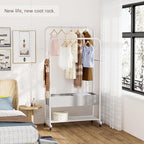 Clothes Garment Coat Rack Drying Clothing Racks Metal Freestanding for Hanging Clothes Portable Closet for Laundry Bedroom White
