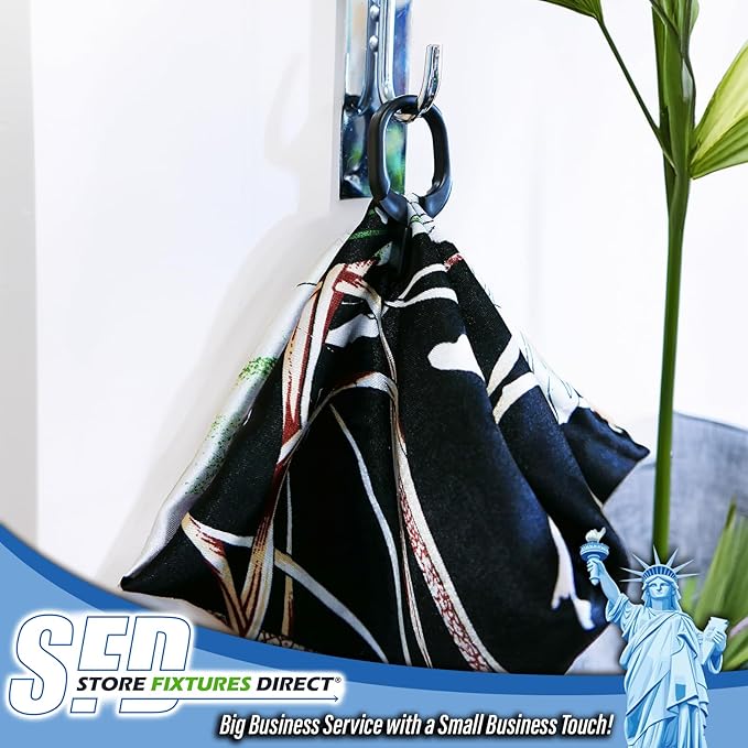 Black Scarf Clip Hangers for Retail, Economic Plastic Fine Garment Pinch Hooks, 100 Pack