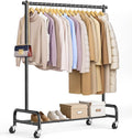 SLEEPING LAMB Heavy Duty Clothing Racks for Hanging Clothes Rack, 43" Wide Rolling Garment Rack Metal Clothing Hanger Rack with Wheels Wardrobe Rack for Coats, Shirts, Dress, (Black)