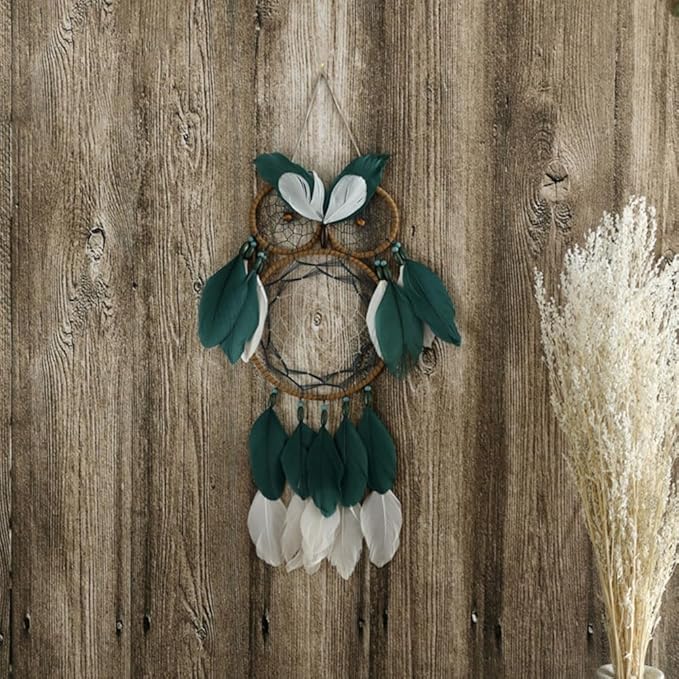 Owl Dream Catcher for Kids,Sdjdhej 1Pcs Owl Dream Catcher with Feather Hanging Decorations Home Ornament Birthday Festival Craft Gift for Girls Kids Women