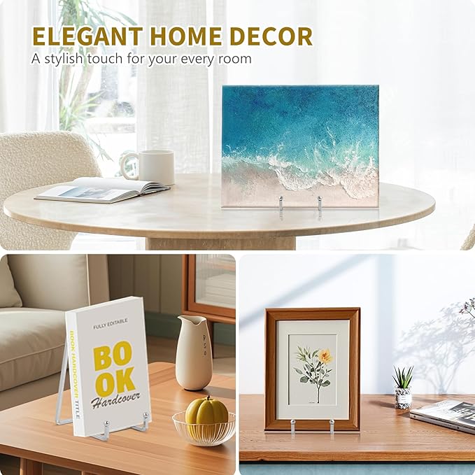 Plate Holder Easel Display Stand - 6 inch Metal Plate Stands for Display - Tabletop Picture Stand - Silver Iron Easels for Display Pictures | Photo Frames | Book | Decorative Plates | Plaque - 2 Pack