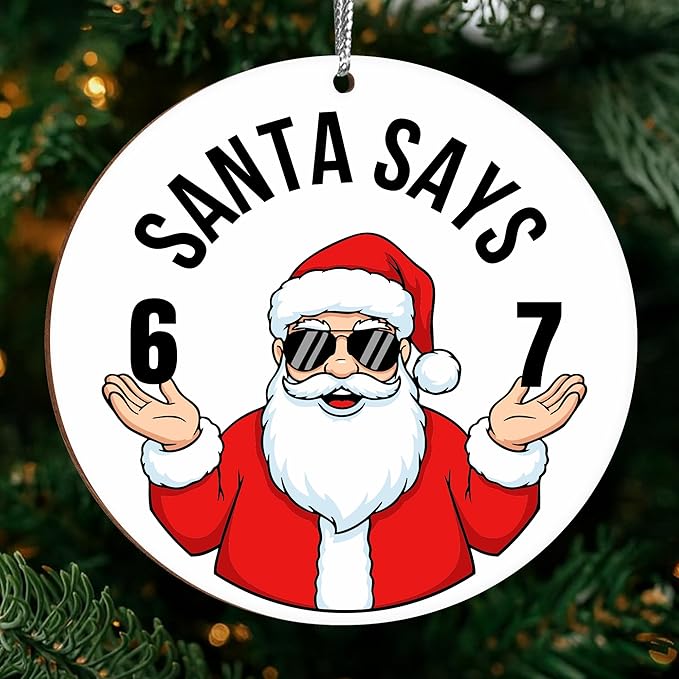 Jabihome Christmas Ornaments 2025, Exchange for Women, Men, Collectible Dated Year Ornaments for Tree, Unique Acrylic Suncatcher, Printed Stained Glass Effect Decor (Santa White)
