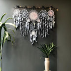 5 Pack Moon Phase Dreamcatcher Set Boho Wall Decor, Boho Macrame Wall Hanging Dream Catchers, for Home, Bedroom, Living Room, Witchy Gifts (Flower Color)