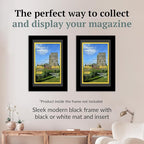 Creative Picture Frames 10.5 x 12.5 Magazine Frame with Full-Strength Glass, Holds Up To A 1/4" Thick Media with Installed Hangers for Easy Mounting, 12x14 Manhattan Black Frame with White Mat
