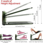 Yes!Fresh Shoe Slot Organizer, Boutique Display Style Shoe Stacker for A Pair of Shoes, Separable Shoe Rack for Closet Organization, 3 Adjustable Narrow Shoe Rack (Transparent Green, 2 Pack)