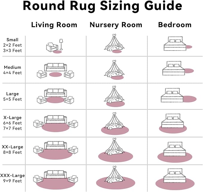 OLANLY Blush Round Rugs for Bedroom - Machine Washable, 7 ft Circle Area Rugs for Living Room, Soft and Fluffy Shaggy Carpet for Teen Girls and Boys, Nursery Rooms, Dorms, Home Decor Aesthetic