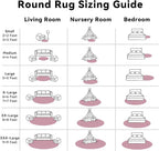 OLANLY Blush Round Rugs for Bedroom - Machine Washable, 7 ft Circle Area Rugs for Living Room, Soft and Fluffy Shaggy Carpet for Teen Girls and Boys, Nursery Rooms, Dorms, Home Decor Aesthetic