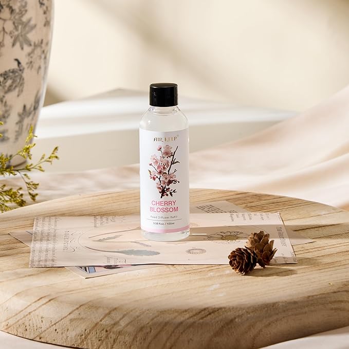 Airkeep Reed Diffuser Oil Refill/Cherry Blossom/3.38oz（100ml/1 Pack/Scented Oil Refill for Reed Diffuser Home Fragrance for Bedroom, Bathroom Office Home Decor