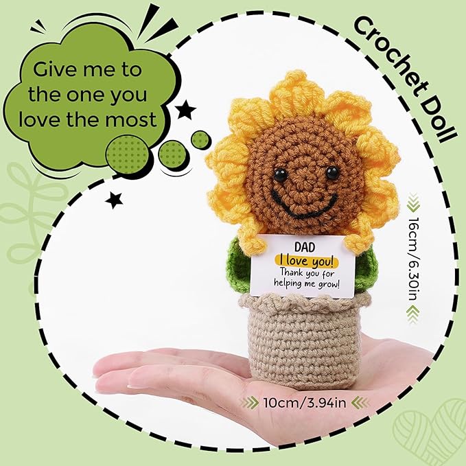 Valentines Gifts Handmade Crochet Flowers Sunflower, Emotional Positive Support Crochet, Crochet Toy Doll, Cute Christmas, Mothers Day, Birthday Gifts for Moms, Home Decor