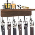 Belt Hanger Organizer for Closet, Wall Mount Belt Rack, Wooden Belt and Tie Organizer for Stores and Displays Mens Accessories (Length 9.8”) Brown