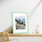 Vittanly 11x14 Picture Frames Set of 9, Shatter Resistant Plexiglass, Display 8x10 Pictures with Mat or 11x14 without Mat, Photo Frames for Wall or Tabletop, Engineered Wood, Light Green