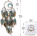 Dream Catcher Turquoise for Bedroom, Handmade Turquoise Hanging Ornament Wall Decor Dreamcatcher with Car Charm Gift