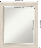 Amanti Art White Wall Mirror 23x19 Hardwood White Wash Narrow Rectangle Bathroom Mirror for Wall Decor Living Room, Small Country Rustic Wood Frame, Hangs Horizonally and Vertically, Bathroom Decor,