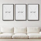 Large Framed Boho Floral Wall Art for Living Room, 3 Piece Mid-Century Modern Abstract Botanical Canvas Painting Prints Artwork for Walls, Black and White Flowers for Bedroom Hallway Office, 24x36