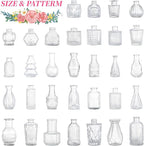 32pcs Glass Bud Vases,Small Clear Vases,Wedding Centerpiece Table Decorations,Clear Vintage Embossed Mini Vase,Flower Arrangements in Vases for Party or Home Decor