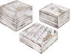 MOOCA Customizable Wooden Display Risers Set - 3 Different Height Stands for Jewelry, Watches, Cosmetics, and Accessory, Antique White Color