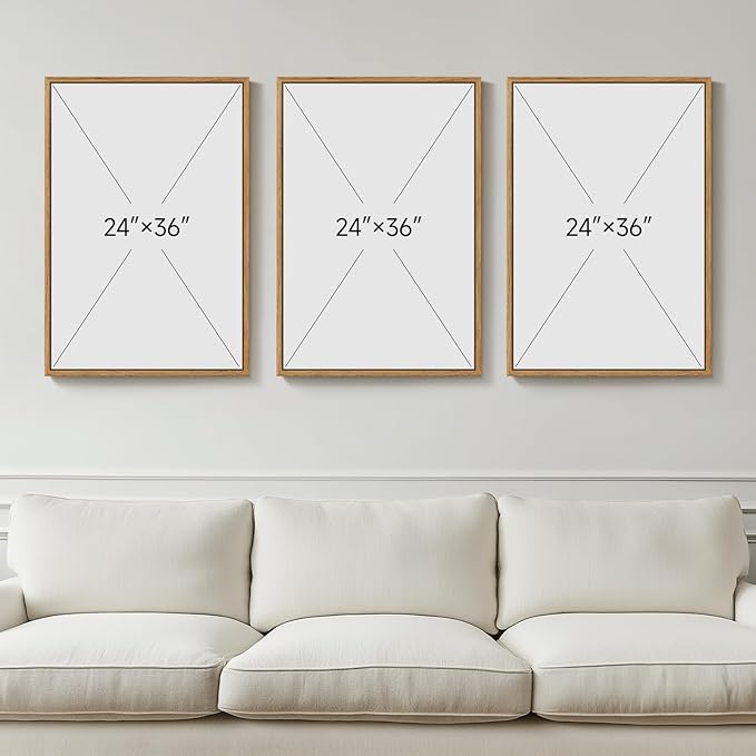 Framed Large William Morris Canvas Wall Art Set of 3, Vintage Floral Botanical Artwork Prints, Rustic Boho Farmhouse Aesthetic Decor for Living Room, Bedroom, Hallway or Office, 24x36 Inch