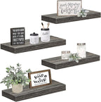 QEEIG Floating Shelves for Wall Bathroom Shelf Bedroom Kitchen Living Room Farmhouse Small Book Shelf 16 inch Set of 4, Grey (015-GY4)