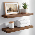 Homeforia Classic Walnut 20 inch Floating Shelf, High End Solid Real Wood Small 20inch Floating Shelves for Wall Mounted, 20in Floating Shelves, Heavy Duty Bracket, 20 X 6.5 X 1.75 inches, Set of 3