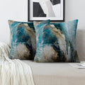 Teal Abstract Art Artwork Pillow Cover, Gallery Modern Decorative Throw Pillows Cushion Cover for Bedroom Sofa Living Room 26 x 26 Inch Set of 2
