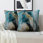 Teal Abstract Art Artwork Pillow Cover, Gallery Modern Decorative Throw Pillows Cushion Cover for Bedroom Sofa Living Room 26 x 26 Inch Set of 2